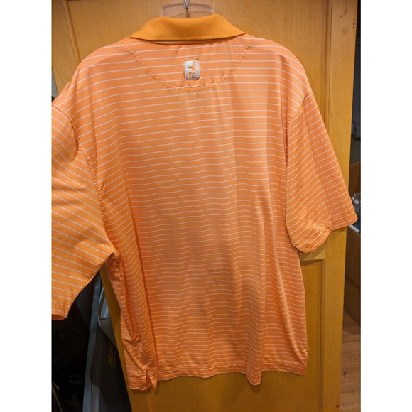 FJ‎ POLO FootJoy Orange /Peach Striped Mens Size XL Short Sleeve golf - Picture 3 of 3